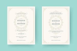 Wedding invitation and save the date cards flourishes ornaments. vector