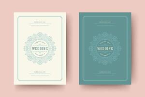 Wedding save the date invitation cards flourishes ornaments. vector