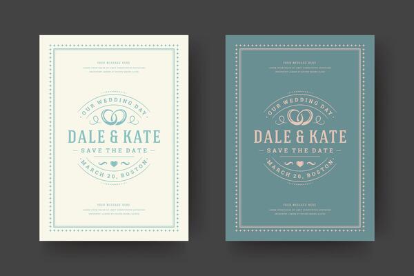 Wedding save the date invitation card illustration.