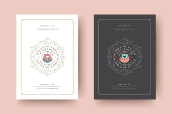 Wedding save the date invitation card illustration