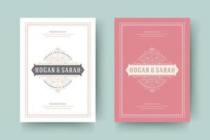 Wedding save the date invitation cards flourishes ornaments. vector