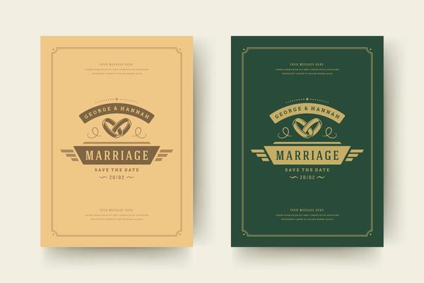 Wedding save the date invitation card illustration