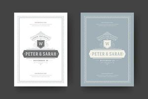 Wedding save the date invitation cards flourishes ornaments vector