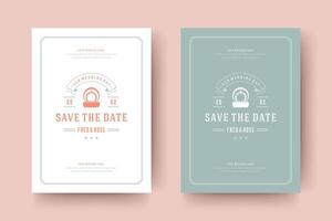 Wedding save the date invitation card illustration. vector