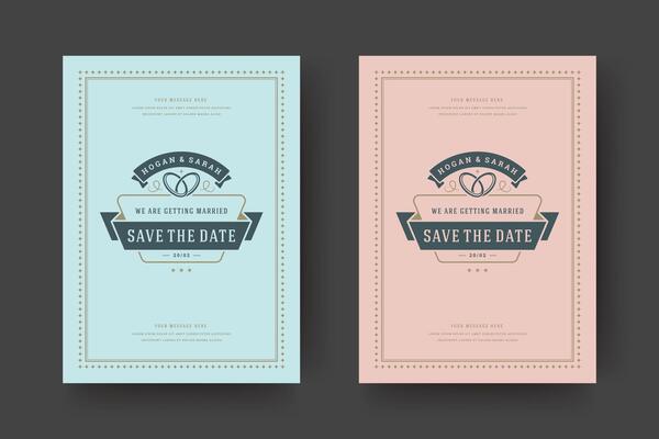 Wedding save the date invitation card illustration.