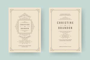 Wedding invitation and save the date cards flourishes ornaments vignette swirls. vector