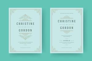 Wedding invitation and save the date cards flourishes ornaments vignette swirls. vector