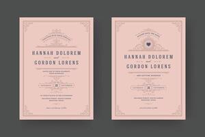 Wedding invitation and save the date cards flourishes ornaments vignette swirls. vector