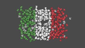3D Italy flag assembled from a puzzle video