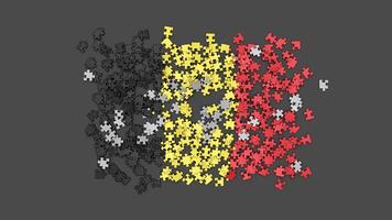 3D Belgium flag assembled from a puzzle video
