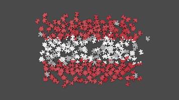 3D Austria flag assembled from a puzzle video
