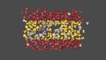 3D Spain flag assembled from a puzzle video