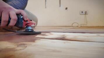 Skill and precision in refining a wooden surface. video