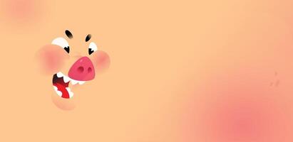 dibujos animados cara de un cerdo. antecedentes para texto y diseño. emoción, un sonrisa de un Cerdo personaje. ilustración de Cerdo para menú, restaurante y embalaje. guiso. logo, un talismán para el compañía. vector