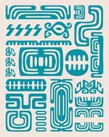 Tiki ethnic aztec pattern background hawaiian aloha wall art print poster illustration fabric textile editable vector