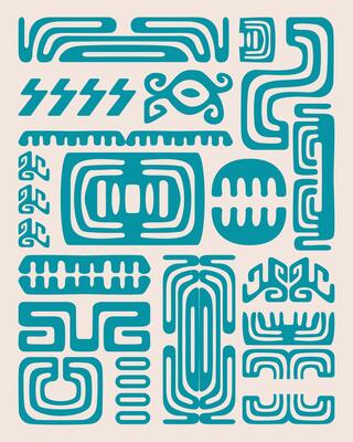 Tiki ethnic aztec pattern background hawaiian aloha wall art print poster illustration fabric textile editable