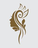 Woman silhouette beauty feminin logo for spa yoga wellness clip art editable vector