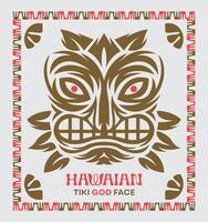 Hawaian tiki god face paradise clip art print art fabric textile scarf motif pattern editable vector