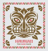 Hawaian tiki god face paradise clip art print art fabric textile scarf motif pattern editable vector