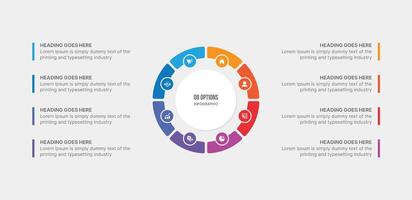 circular ciclo infografía modelo diseño con 8 pasos vector