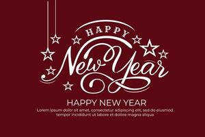 Lettering text of happy new year red background vector