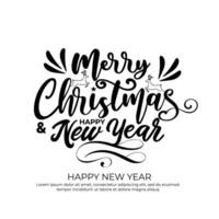 Lettering text of merry christmas and happy new year vector