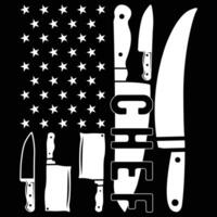 Chef American Flag Design Cook Cooking T-Shirt vector