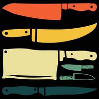 Vintage Chef Knife Culinary Retro Style T-Shirt Design vector