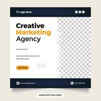 Creative modern marketing agency social media post design corporate square web banner template. Professional digital marketing web banner vecto. Corporate business promotion template layout. vector