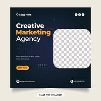 Digital marketing agency advertising poster design with dark blue and yellow colors.modern square web banner template. Creative modern marketing agency social media post design corporate square. vector