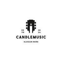 Candle Guitar Music Therapy Logo Design Concept vector