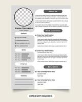 Simple job application cv template with experience and skill section. the corporate office resume template design with photo placeholders. Modern simple template for curriculum. vector