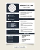 Professional resume template with photo placeholders. modern company cv and resume layout design with dark blue colors. Office intern job application cv and resume template. vector