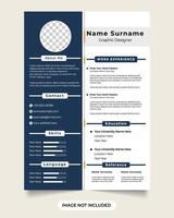 Minimalist resume and cv template vectr with photo placeholders creative resume layout design for professional job applications office cv layout with dark blue and yellow colors vector