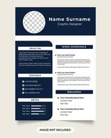 sencillo CV y cubrir letra minimalista CV modelo con foto marcadores de posición corporativo currículum y trabajo solicitud modelo con oscuro color. oficina empleo CV y currículum diseño diseño para negocio. vector