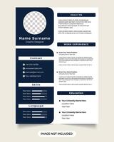 Creative cv template design with employee portfolio layout job. Professional curriculum vitae template application and resume layout design with dark color. professional cv and corporate resume. vector