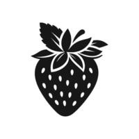 Stylized Strawberry Icon in Black and White Bold Graphic Design Element vector