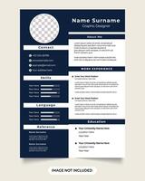 Professional resume template with photo placeholders. modern company cv and resume layout design with dark blue colors. Office intern job application cv and resume template. vector