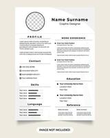 Professional minimal and modern resume or cv template. employment resume template design with a cover letter. modern cv layout with photo placeholders. Clean and modern resume portfolio cv template. vector