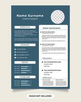 Professional job experience and skills resume template for company. vector