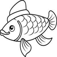 pescado colorante paginas para colorante libro. arowana pescado línea Arte negro blanco ilustración vector