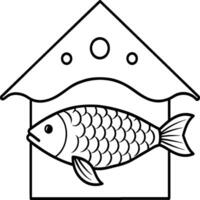 Fish coloring pages for coloring book. Arowana Fish Line Art Black White illustration vector