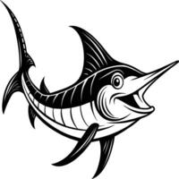 Marlin Swordfish illustration in black clipart style blue marlin vector