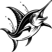 Marlin Swordfish illustration in black clipart style blue marlin vector