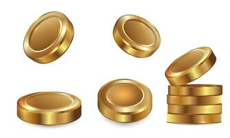 Gold coins in 3D style on a white background vector