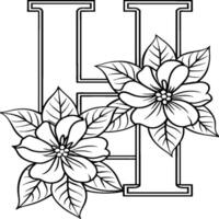 A flower and letter coloring page. alphabet letter with flower art work coloring pages background is a flower pattern. vector