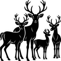 Deer silhouette illustration. Animal Linocut vector