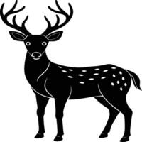 Deer silhouette illustration. Animal Linocut vector