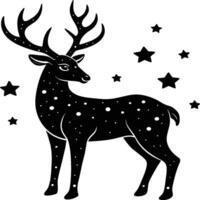 Deer silhouette illustration. Animal Linocut vector