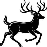 Deer silhouette illustration. Animal Linocut vector